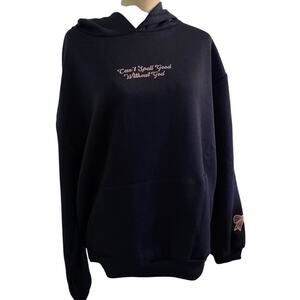 Faith Based Coquette Bow Graphic Hoodie, Christian, Women's Size Large, NWT